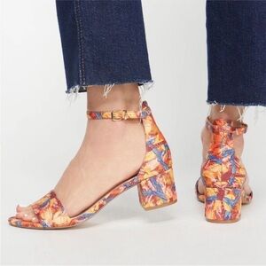 Free People Marigold Printed Sandal Heel Tropical Size 38 US 7.5
